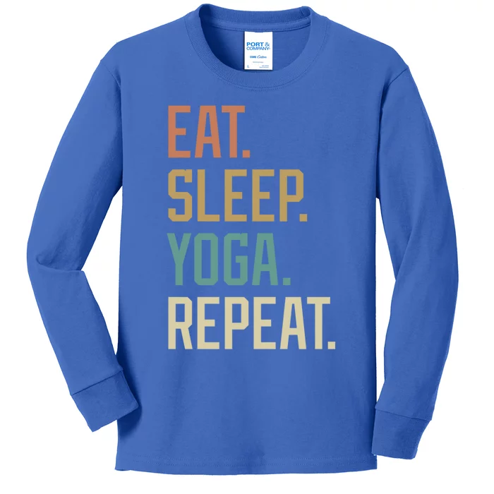 Retro Design Eat Sleep Yoga Repeat Vintage Gift Kids Long Sleeve Shirt