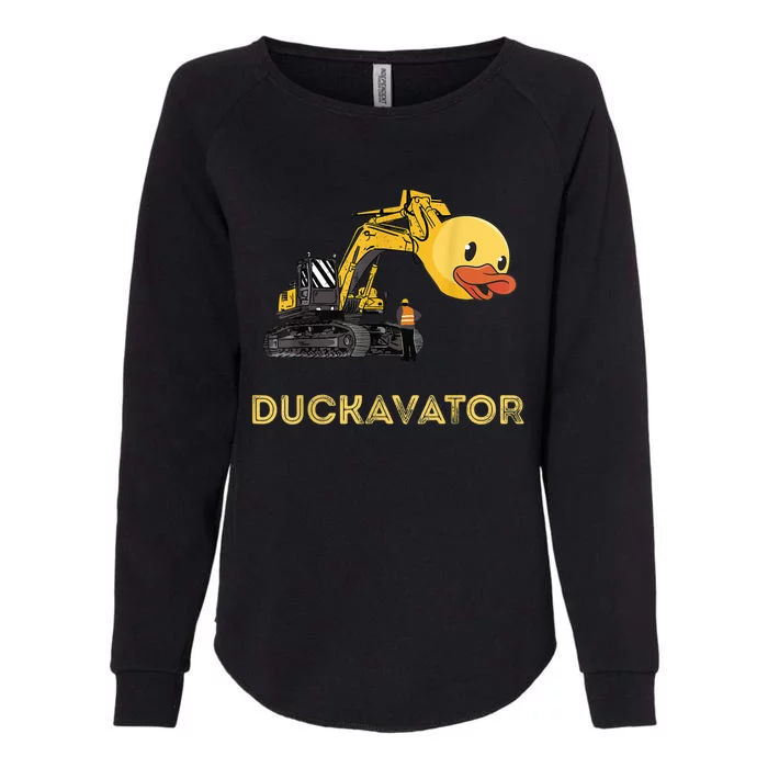 Rubber Duck Excavator Construction Site Backhoe Driver Womens California Wash Sweatshirt