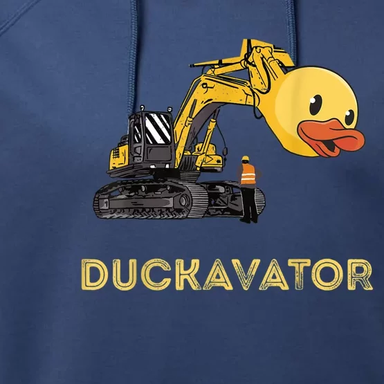 Rubber Duck Excavator Construction Site Backhoe Driver Performance Fleece Hoodie