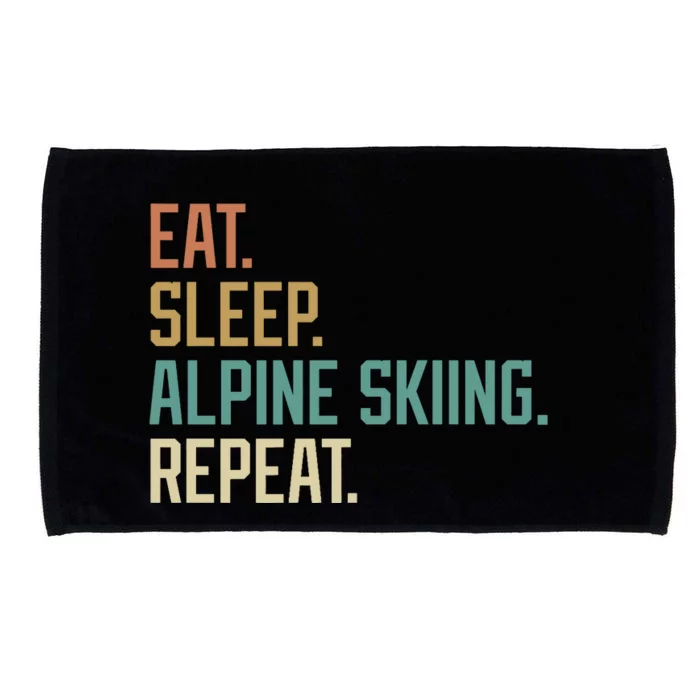 Retro Design Eat Sleep Alpine Skiing Repeat Vintage Microfiber Hand Towel