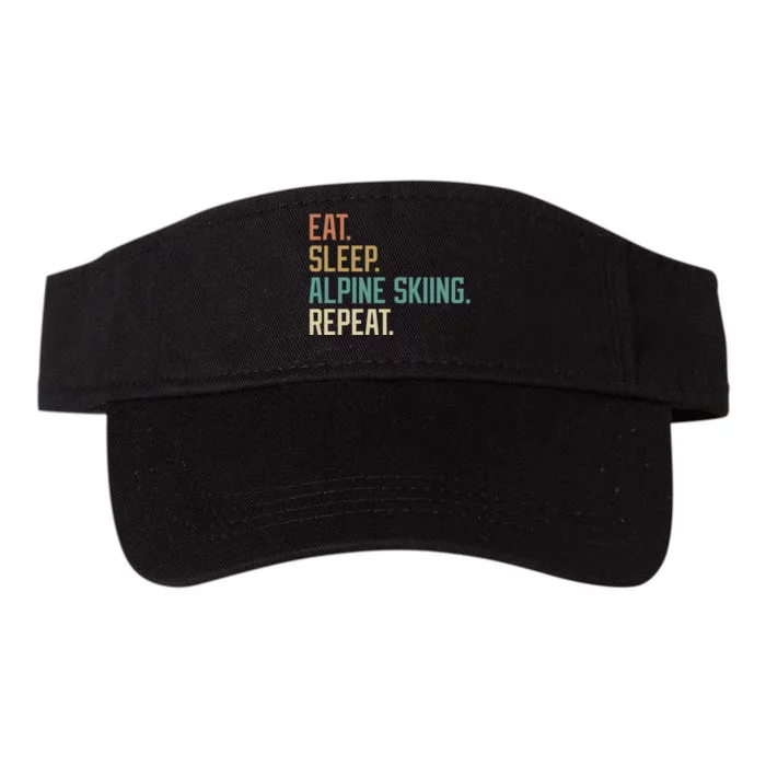 Retro Design Eat Sleep Alpine Skiing Repeat Vintage Valucap Bio-Washed Visor