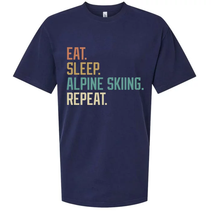 Retro Design Eat Sleep Alpine Skiing Repeat Vintage Sueded Cloud Jersey T-Shirt