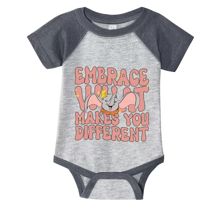 Retro Dumbo Embrace What Makes You Different Flying Elephant Infant Baby Jersey Bodysuit