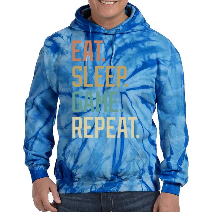 Retro Design Eat Sleep Game Repeat Vintage Gift Tie Dye Hoodie