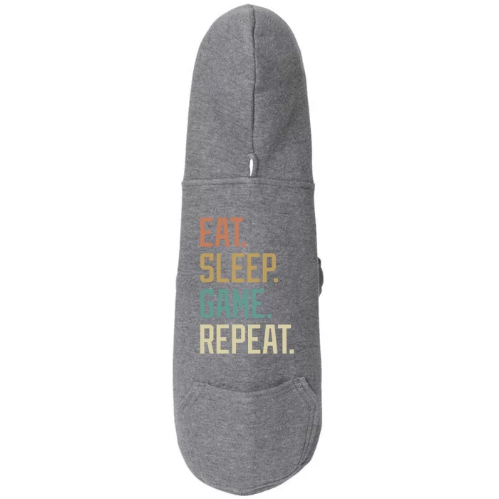 Retro Design Eat Sleep Game Repeat Vintage Gift Doggie 3-End Fleece Hoodie