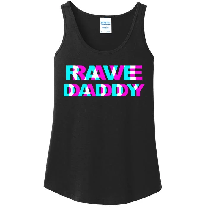 Rave Daddy EDM Music Festival Father Optical Illusion Trippy Ladies Essential Tank