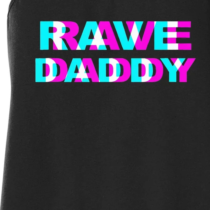 Rave Daddy EDM Music Festival Father Optical Illusion Trippy Women's Racerback Tank