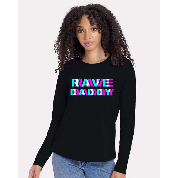 Rave Daddy Edm Music Festival Father Optical Illusion Trippy Womens Cotton Relaxed Long Sleeve T-Shirt