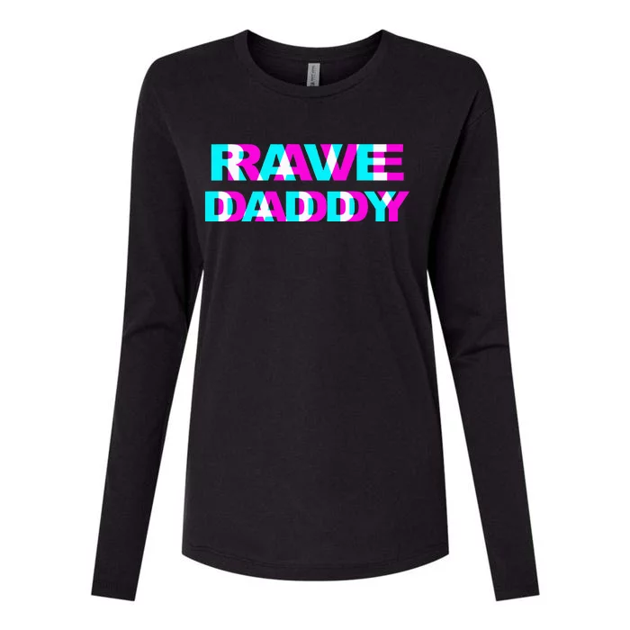 Rave Daddy Edm Music Festival Father Optical Illusion Trippy Womens Cotton Relaxed Long Sleeve T-Shirt