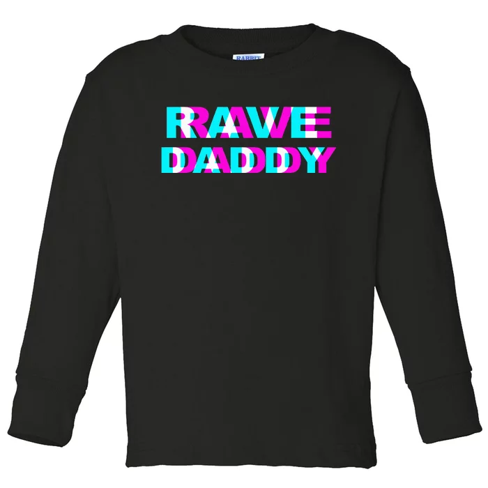 Rave Daddy Edm Music Festival Father Optical Illusion Trippy Toddler Long Sleeve Shirt