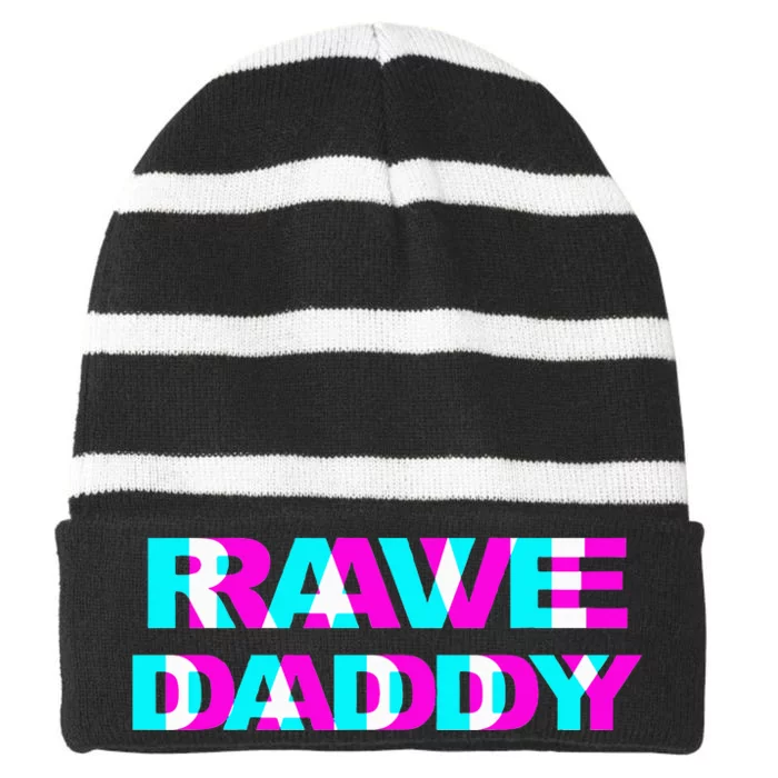 Rave Daddy EDM Music Festival Father Optical Illusion Trippy Striped Beanie with Solid Band