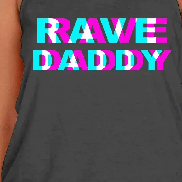 Rave Daddy EDM Music Festival Father Optical Illusion Trippy Women's Knotted Racerback Tank