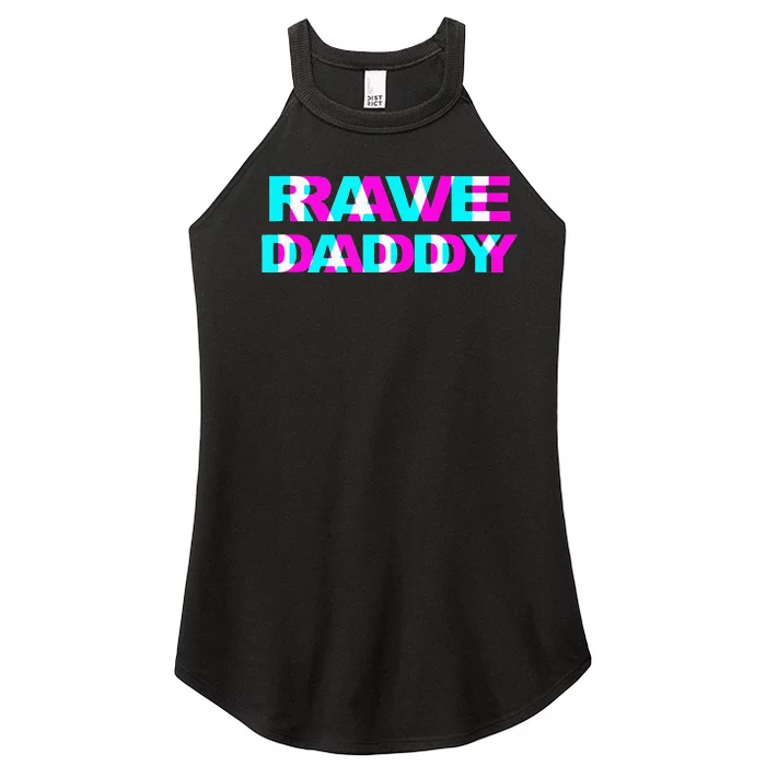 Rave Daddy EDM Music Festival Father Optical Illusion Trippy Women’s Perfect Tri Rocker Tank