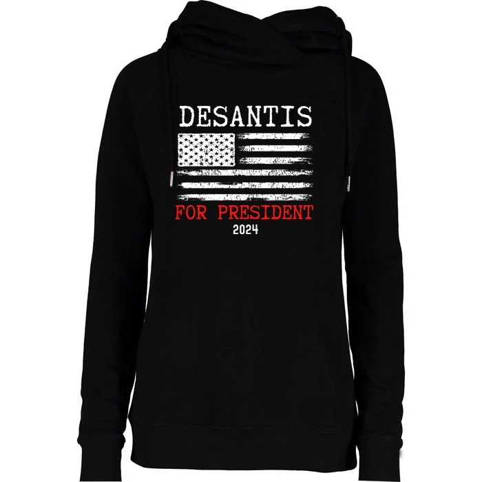 Ron Desantis For President 2024 Womens Funnel Neck Pullover Hood