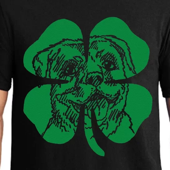 Rottweiler Dog Face Head Green Shamrock Saint Patrick's Day Pajama Set