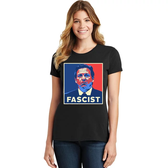 Ron Desantis Fascist Portrait Bad Florida Governor Women's T-Shirt