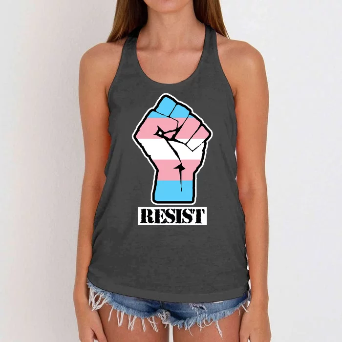 Resist Demigirl Fist Flag Women's Knotted Racerback Tank