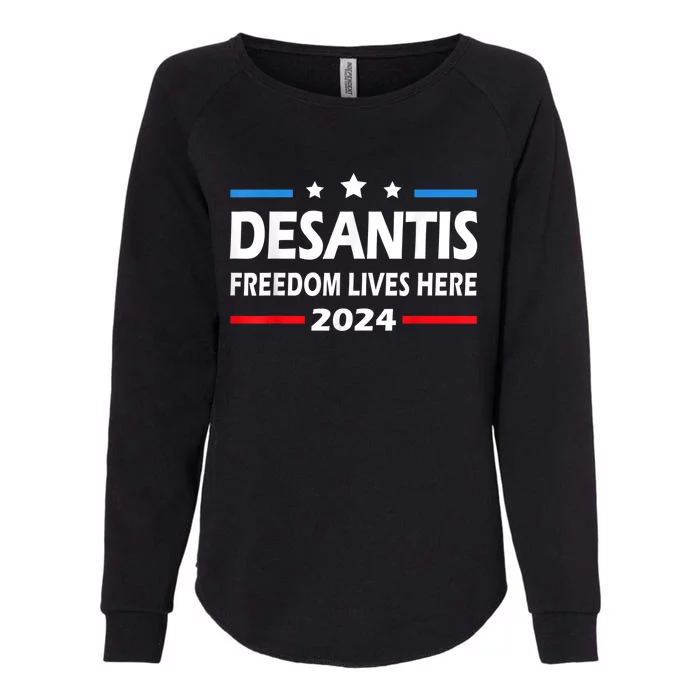 Ron DeSantis Freedom Lives Here Florida 2024 US Flag Womens California Wash Sweatshirt