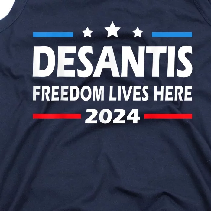 Ron DeSantis Freedom Lives Here Florida 2024 US Flag Tank Top