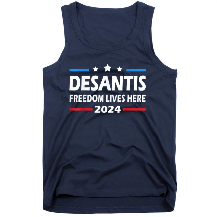 Ron DeSantis Freedom Lives Here Florida 2024 US Flag Tank Top