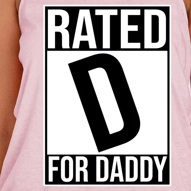 Rated D For Daddy Funny Gift For Dad Women's Knotted Racerback Tank