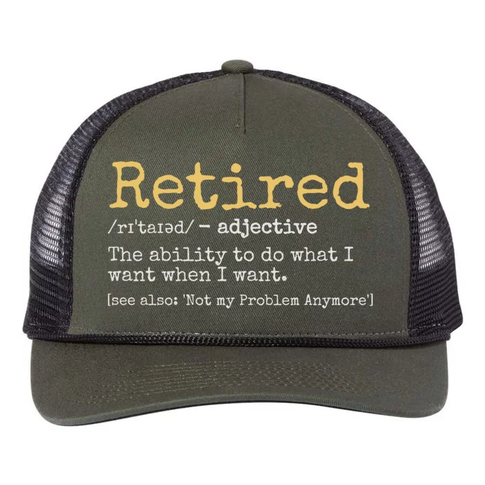 Retired Definition Funny Retiret Gag Gift Retro Rope Trucker Hat Cap