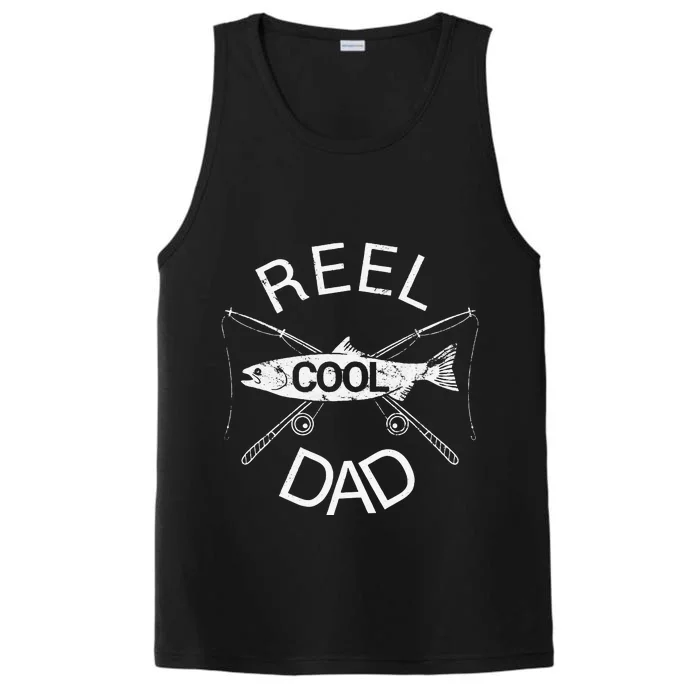 Reel Dad Fishing Daddy Dad Joke Cool Funny Performance Tank