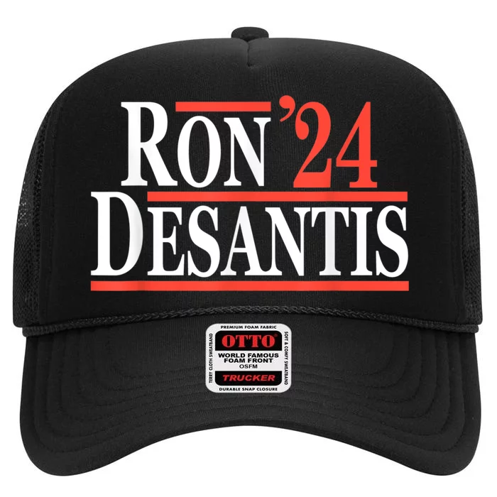 Ron DeSantis For President In 2024 High Crown Mesh Trucker Hat