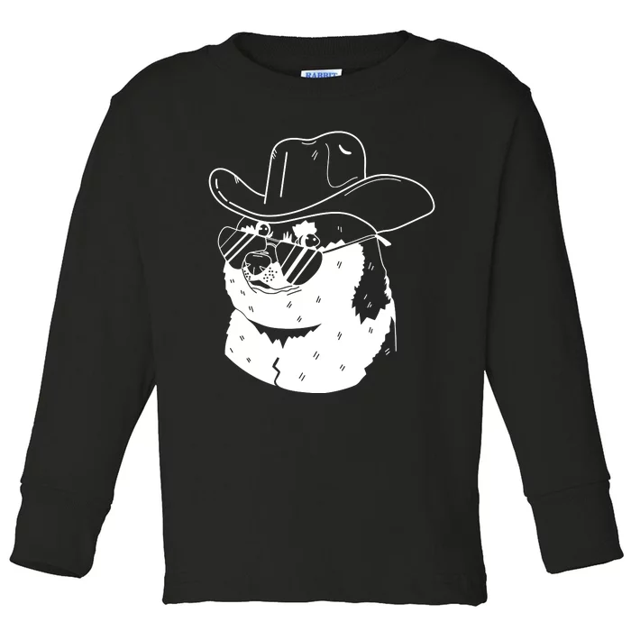 Rodeo Doge Funny Dogecoin Toddler Long Sleeve Shirt