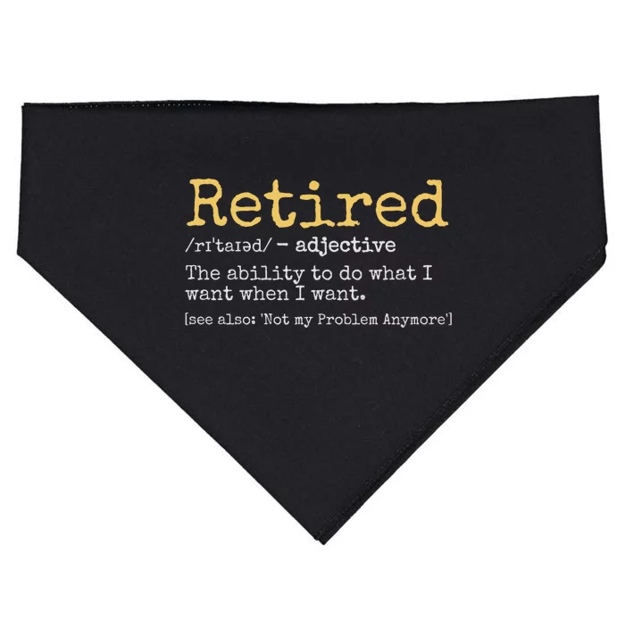 Retired Definition Funny Retirement Gag Funny Retirement Gift Ideas Retired 2024 USA-Made Doggie Bandana