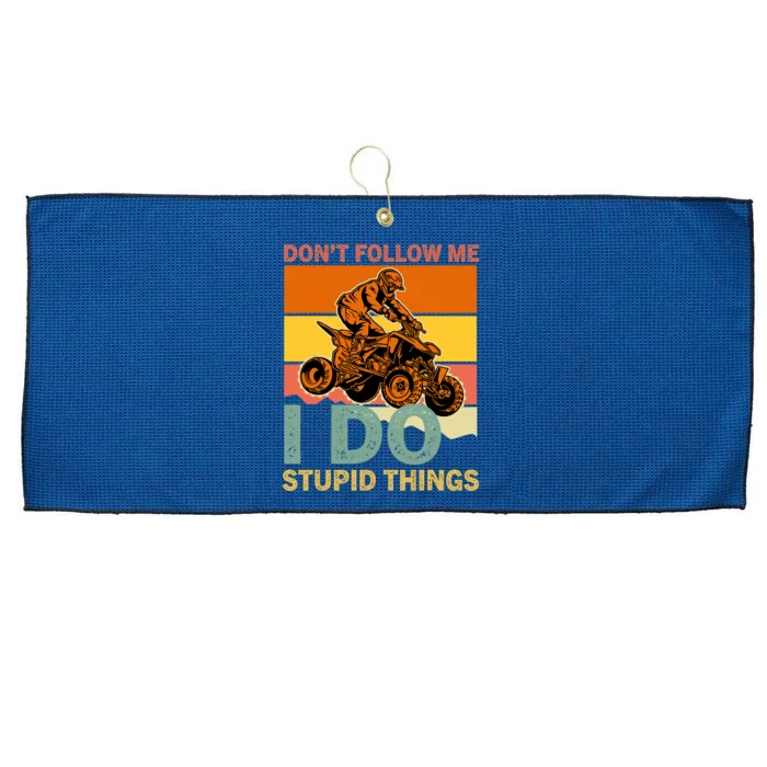 Retro Don't Follow Me I Do Stupid Things ATV Quad Biker Large Microfiber Waffle Golf Towel