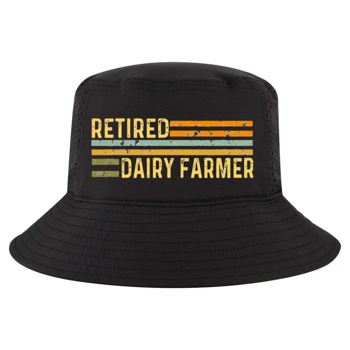 Retired Dairy Farmer Distressed Retirement Retire Cow Cattle Cool Comfort Performance Bucket Hat