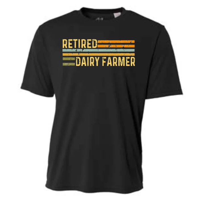 Retired Dairy Farmer Distressed Retirement Retire Cow Cattle Cooling Performance Crew T-Shirt