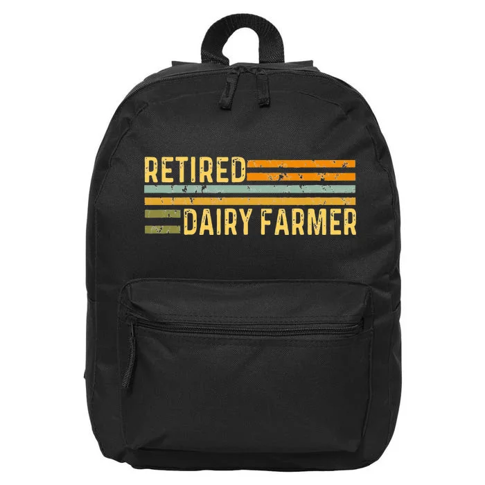 Retired Dairy Farmer Distressed Retirement Retire Cow Cattle 16 in Basic Backpack