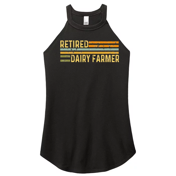 Retired Dairy Farmer Distressed Retirement Retire Cow Cattle Women’s Perfect Tri Rocker Tank