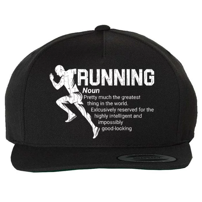 Running Definition Funny Marathon Runner Graphic Gift Wool Snapback Cap