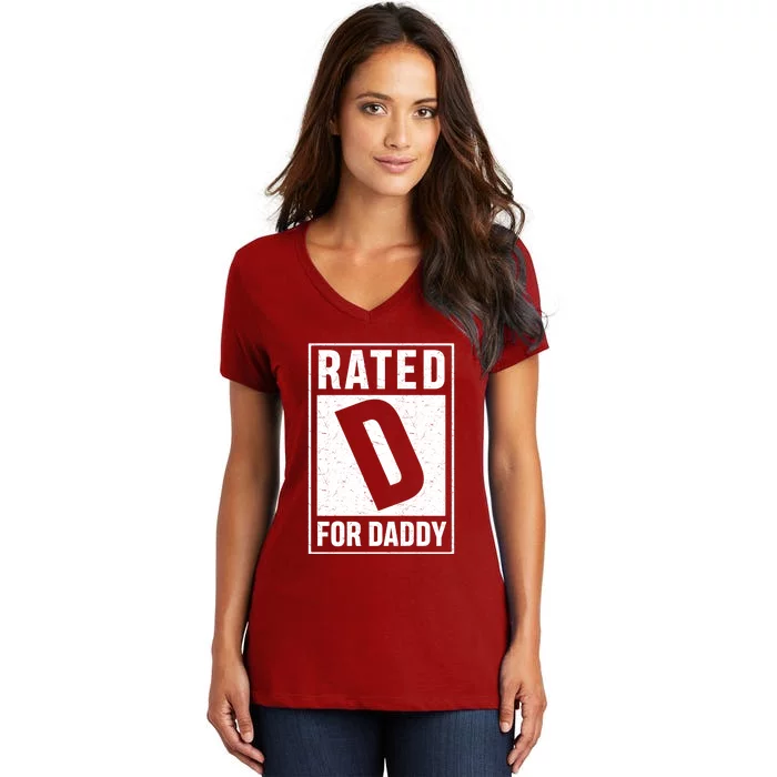 Rated D For Daddy Funny Dad Women's V-Neck T-Shirt