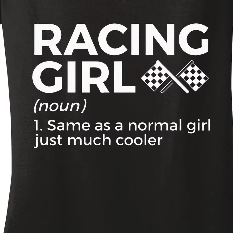 Racing Definition For Racers Race Car Parties Women's V-Neck T-Shirt