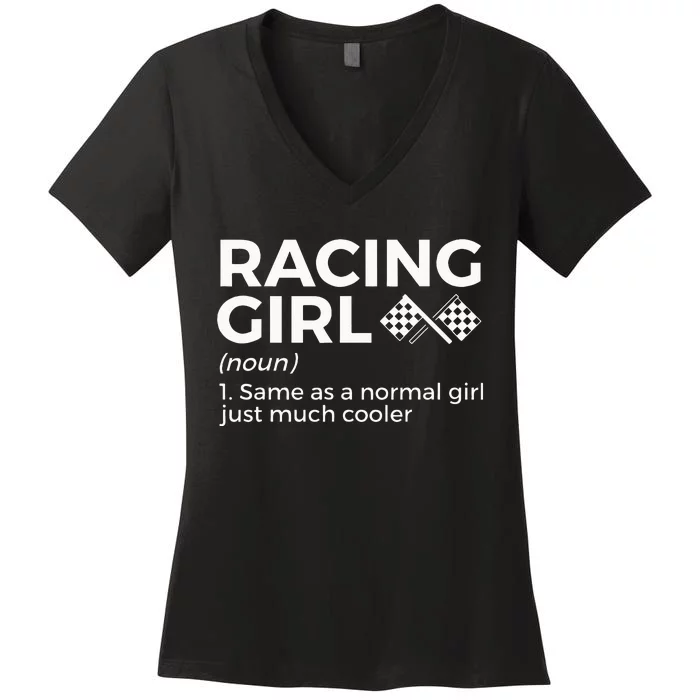 Racing Definition For Racers Race Car Parties Women's V-Neck T-Shirt