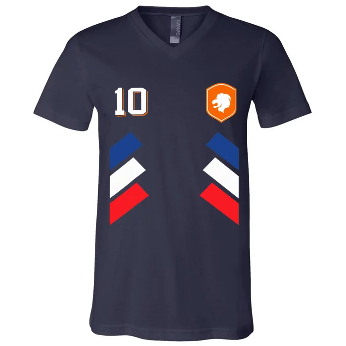 Retro10 Dutch Football Netherlands Soccer Netherlands Flag V-Neck T-Shirt