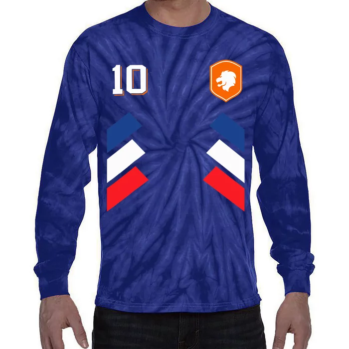 Retro10 Dutch Football Netherlands Soccer Netherlands Flag Tie-Dye Long Sleeve Shirt