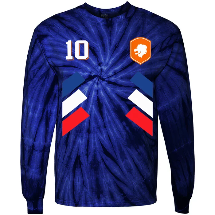 Retro10 Dutch Football Netherlands Soccer Netherlands Flag Tie-Dye Long Sleeve Shirt