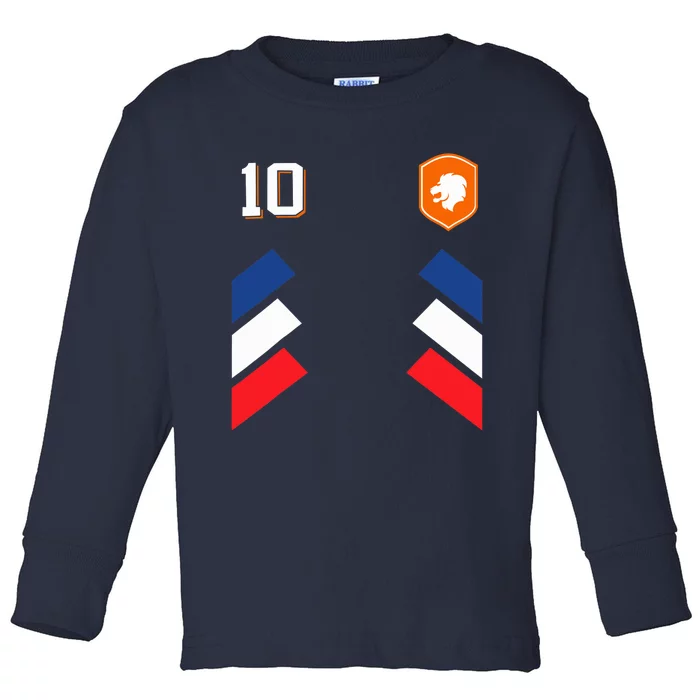 Retro10 Dutch Football Netherlands Soccer Netherlands Flag Toddler Long Sleeve Shirt