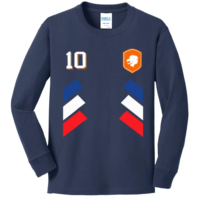 Retro10 Dutch Football Netherlands Soccer Netherlands Flag Kids Long Sleeve Shirt