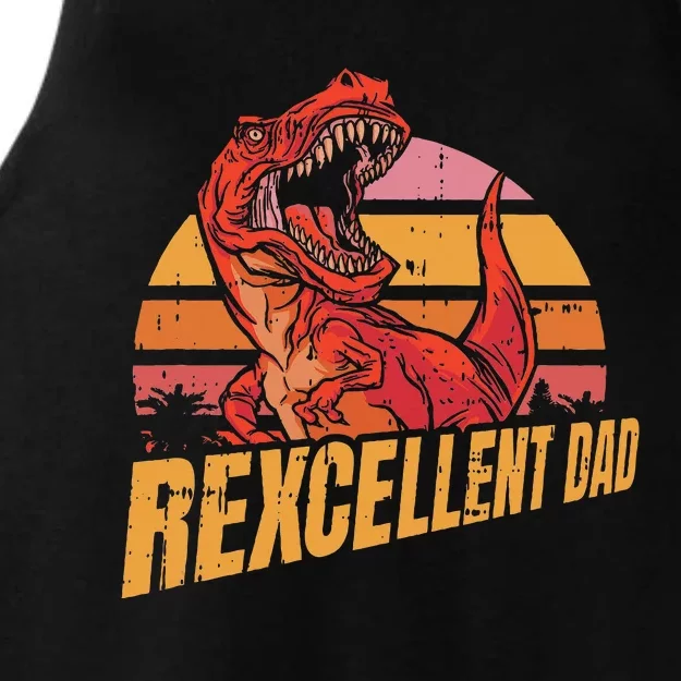 Rexcellent Dad Fathers Day Retro Dinosaur Trex Papa Grandpa Ladies Tri-Blend Wicking Tank