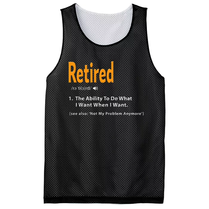 Retired Definition Funny Retirement Gag Gift Mesh Reversible Basketball Jersey Tank