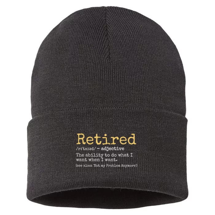 Retired Definition Funny Retirement Gag Sustainable Knit Beanie