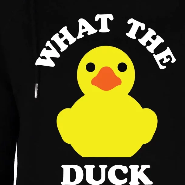 Rubber Ducky, Funny Pun What The DUCK Womens Funnel Neck Pullover Hood