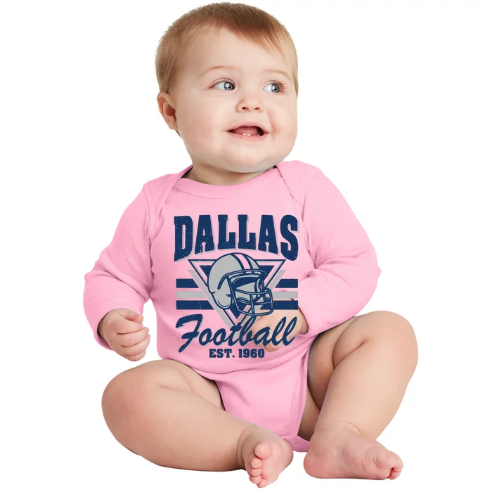 Retro Dallas Football Baby Long Sleeve Bodysuit