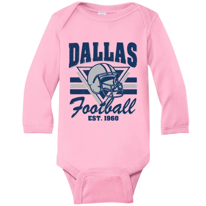 Retro Dallas Football Baby Long Sleeve Bodysuit